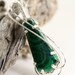 Green Swirls Malachite Wire Wrapped Pendant, Handmade In Sterling Silver