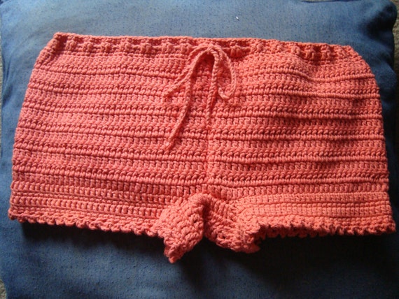 Crochet Shorts in Tangerine Women Boy Shorts by GabysSchaufenster