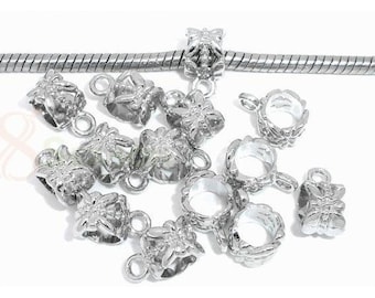 Bright Silver Plated Filigree Bails, Qty.10