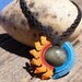 Custom order for Sophia SUN & MOON necklace with silver sheen obsidian stone, handmade fiber necklace by ARUMIdesign