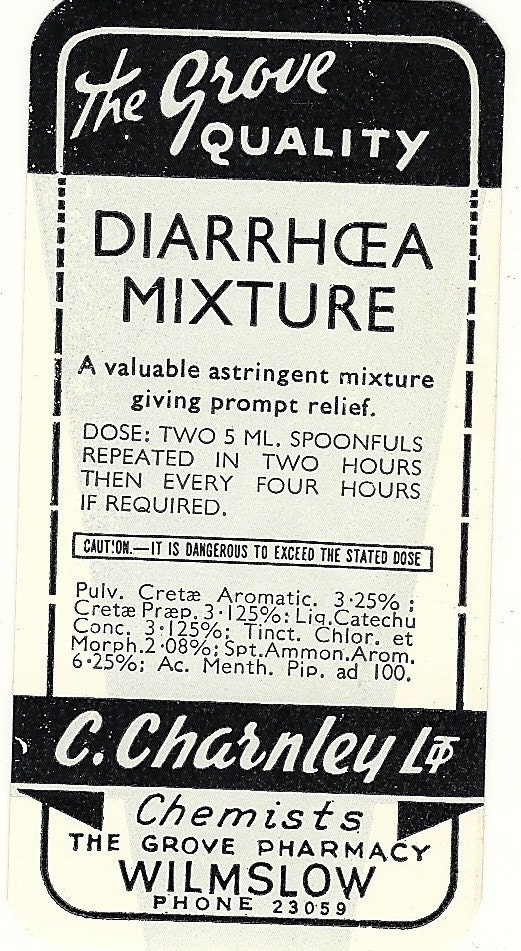 Diarrhea Mixture Vintage Quack Medicine Label 1920s