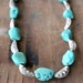 Handmade Vintage Raw Turquoise & Pounded Sterling Silver necklace by Mountain Man
