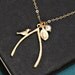 Wishbone Necklace Gold Necklace, Large Wishbone Necklace, Initial Necklace,Bird Necklace,Bridesmaid Jewelry, Best Friend Gift