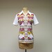 Vintage 1970s Top / 70s Psychedelic Floral Print Blouse / Medium