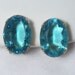 Vintage Large Blue Oval Rhinestone Clip Earrings