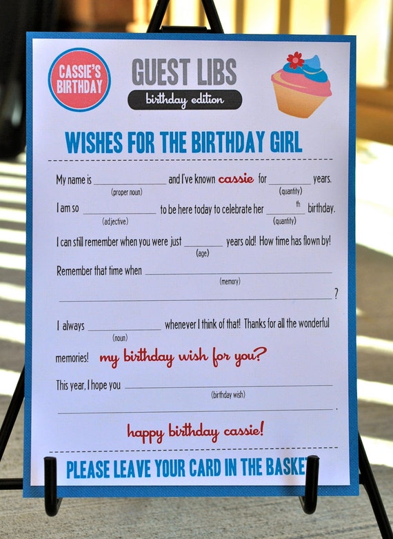 MAD LIBS BIRTHDAY Edition Cupcake Digital File