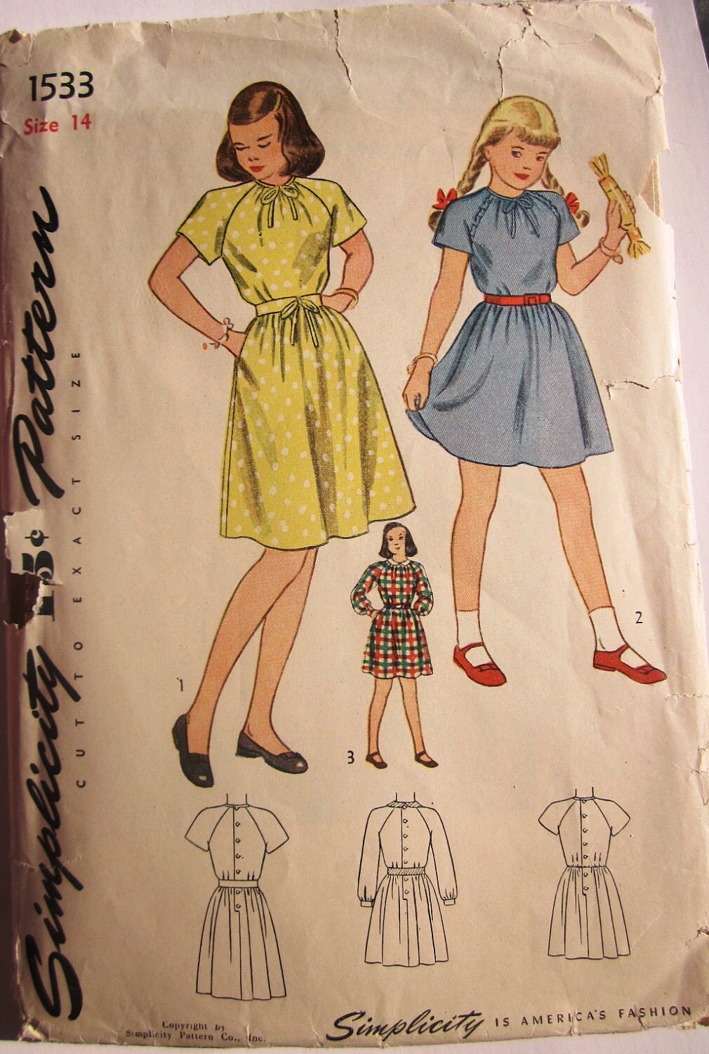Simplicity 1533 Teen Girls Dress Pattern 1940s by Denisecraft