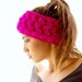 Crochet headband, braided versatile fuchsia ear warmer, 2 in 1, neckwarmer, crocheted ski headband