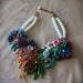 ROSE GARDEN Mixed Media Floral Beaded Textile Necklace