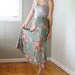 vintage women olive green red pink rose floral printed pleated high waisted midi ankle calf long full skirt (small, 2 4)