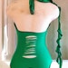 Jellyfish Halter top Shamrock Green Organic Bamboo Tentacles Yoga Dance Hooping Spinning Festival Burning Man Summer Size Medium