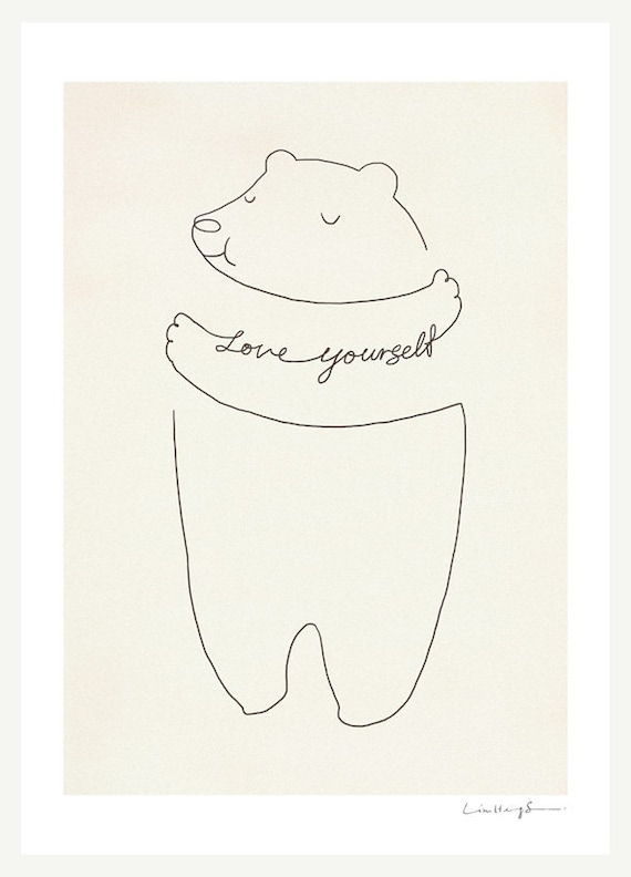 Love Yourself bear print etsy