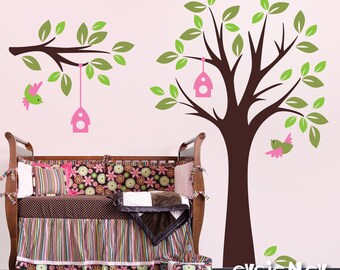 Nursery Wall Decal Wall Sticker - Birds and Tree with Branch Wall Stickers - TRBL030R