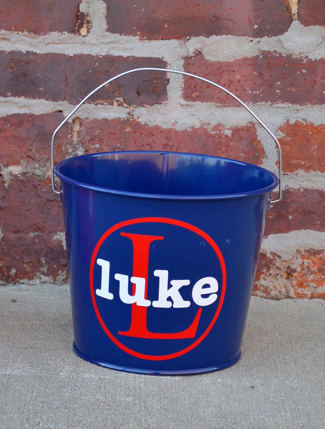5 QT Navy Blue Tin Bucket PERSONALIZED Pail Halloween Candy