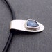 Men's Raw Blue Sapphire Crystal Pendant Recycled Silver and Leather Necklace Father's Day