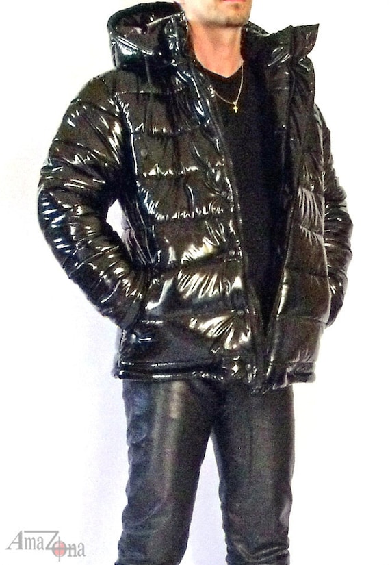 Monte Vista shiny vinyl down jacket for men by AmaZonaFashion