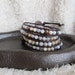 Beaded Leather Gemstone Wrap Bracelet with Morocco Agate