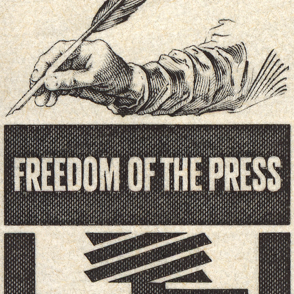 Freedom of the Press 13x8 Mounted Canvas Print of US Postage