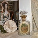 Glass Decanter With Romantic 18th Century Picture and Gold Filigree Flowers