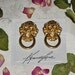 60s Kenneth J. Lane Lions Head Gold Door Knocker Earrings on Original Card
