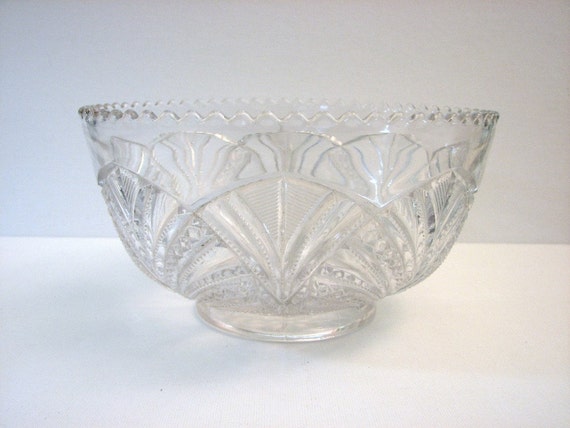 Items similar to Antique EAPG Palm Leaf Fan Pattern Crystal Glass Bowl ...