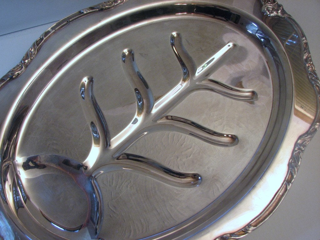 Vintage Silverplate Tree of Life Footed Meat Serving Tray … Silver