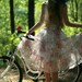 Light, rose print tiered boho skirt