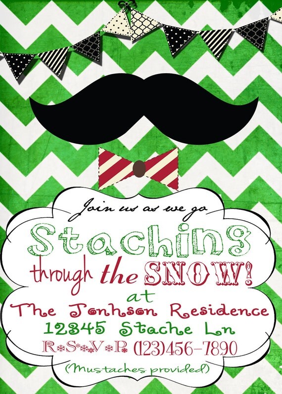 Stache Holiday Bash Printable Invitation Il_570xn
