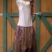 Mocha Latte Patchwork Dress Ruffled Refashioned Upcycled Repurposed Eco-Friendly