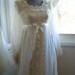 Romantic 1960's Empire Waist Lace and Chiffon Wedding Gown With Chapel Train, Size Small