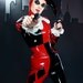 S steel boned black and red PVC Corset belt with white eyelets Artifice (made to order) 23" wide for 26-28" waist