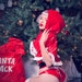 HALF PRICE Artifice Christmas Red w/ white trim pvc Victorian Capulet cape Shrug by Artifice Clothing in size small/XS (photoshoot sample)