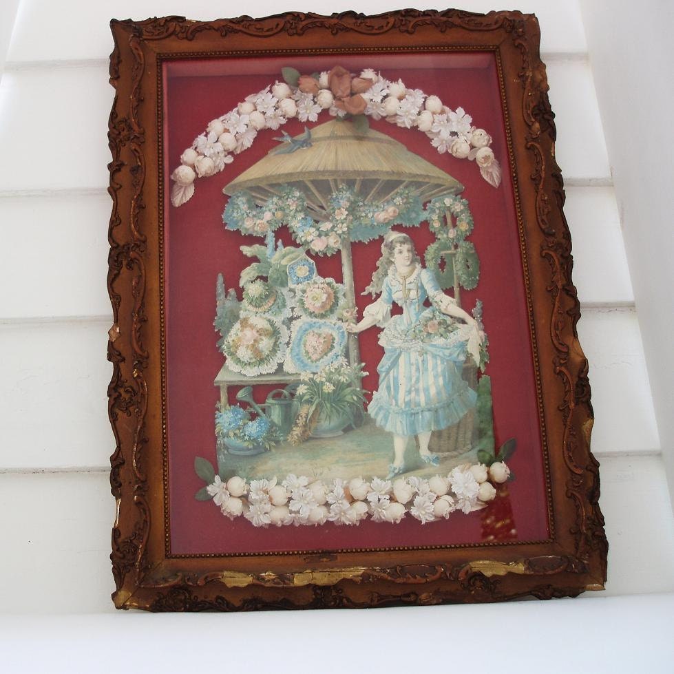 Antique Wood Framed Victorian Die Cut Shadow Box by WhimzyThyme