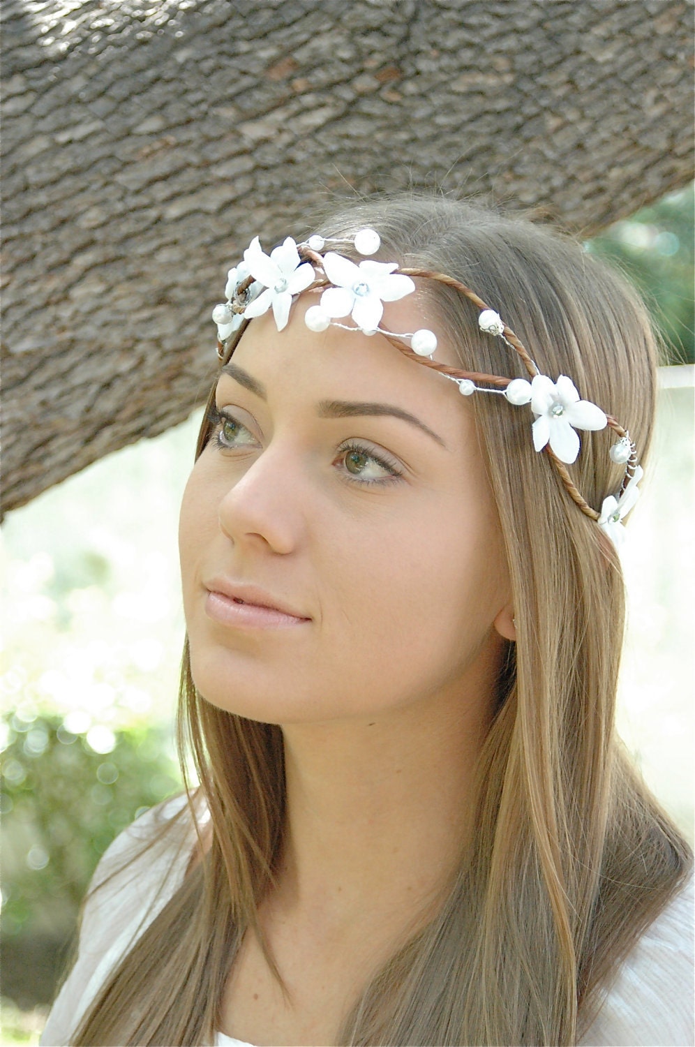 Flower Hair Wreath. Woodland bohemian Rustic Wedding hair