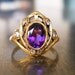 Amethyst and Diamond Engagement Ring - FREE SHIPPING