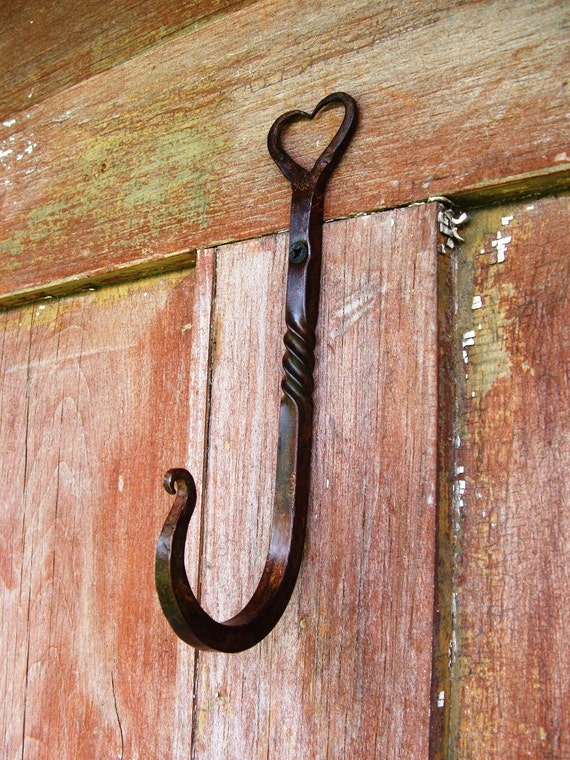 Heart shaped wall hook by FurnaceBrookIron on Etsy