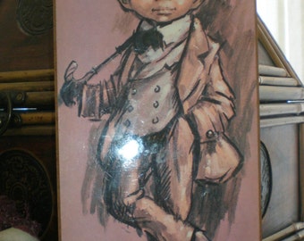 Big Eyed 60s Mod Boy -Leighton Jones Print-Vintage Kitsch London Carnaby Street Look