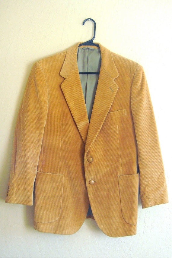 Woody Allen Mens Tan Corduroy Blazer Suit Jacket Korea Size