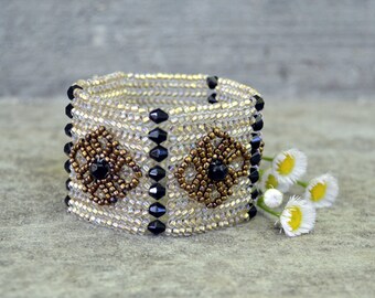 Handwoven Herringbone Cuff Bracelet
