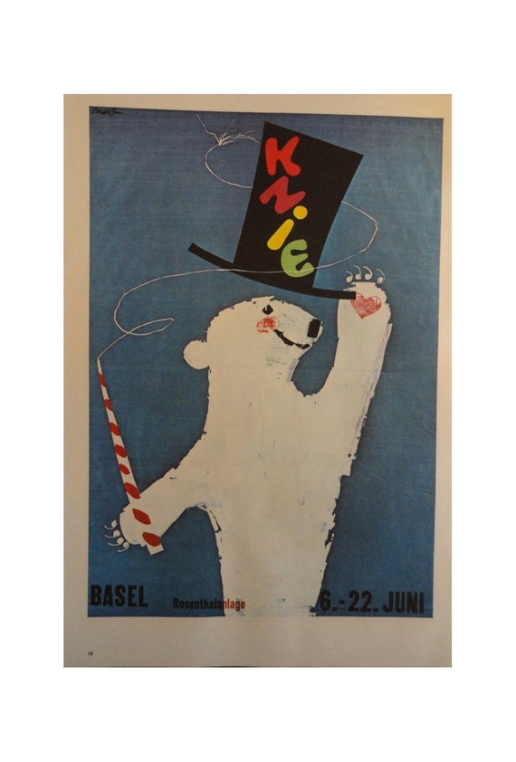 Vintage Circus Poster Kine White Polar Bear Black Top by KingPaper