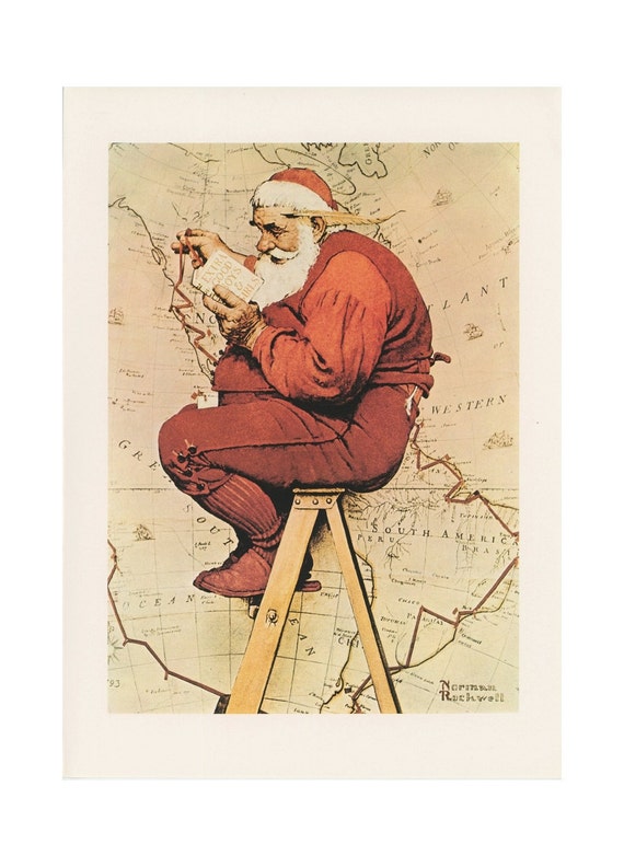 Santa Taping Route Map By Norman Rockwell Christmas by KingPaper