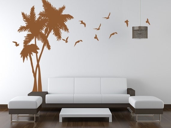 Palm Tree Seagulls Birds Vinyl Wall Art Decals