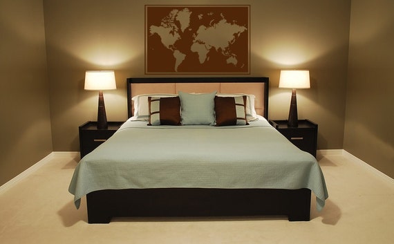 Vinyl Decal Wall Art Sticker Framed World Map Wall Mural