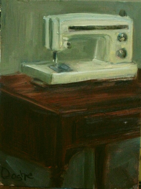 Sewing Machine oil painting 6x8 original still life