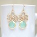 Mint Earrings in Gold. Gold Swirl Earrings. Gold Lotus Earrings. Bridesmaid Earrings. Wedding Earrings. Bridesmaids Gifts. Bridal Jewelry.