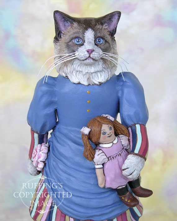 Art Doll OOAK Original Ragdoll Cat Hand Painted Folk Art