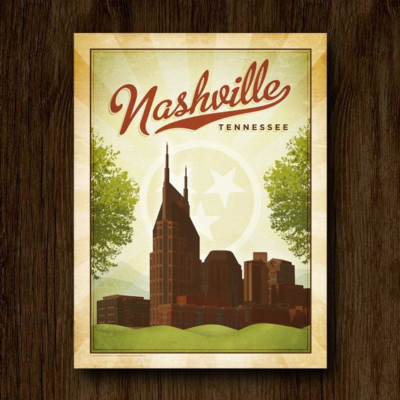 Nashville Travel Poster by Geenyus on Etsy