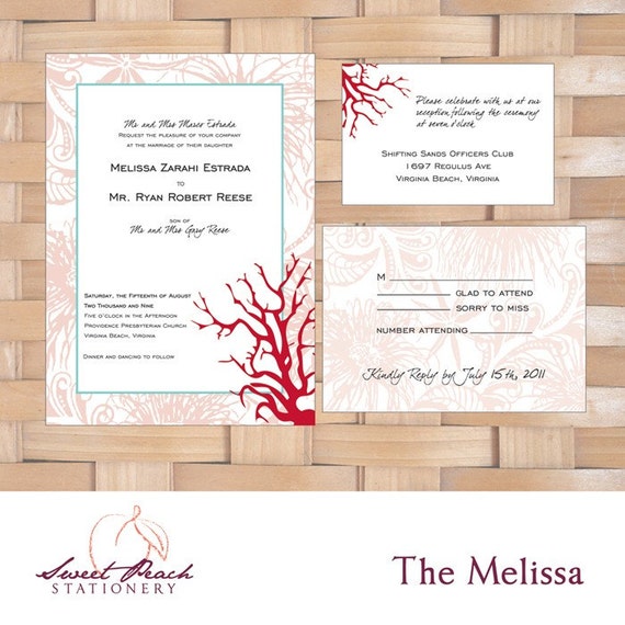 Items similar to The Melissa Invitation Suite Beach and Coral Reef