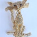 Vintage Cat Brooch Kitten Rhinestone Brooch Kitty Brooch Rhinestone Studded Brooch Gold Cat Brooch Vintage Cat Pin Vintage Baguette Crystals