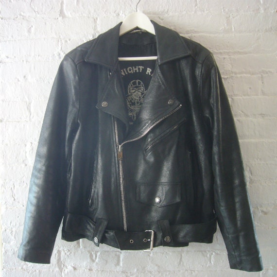 Black Leather Jacket Vintage 80s Motorcycle by KingArtsAndVintage